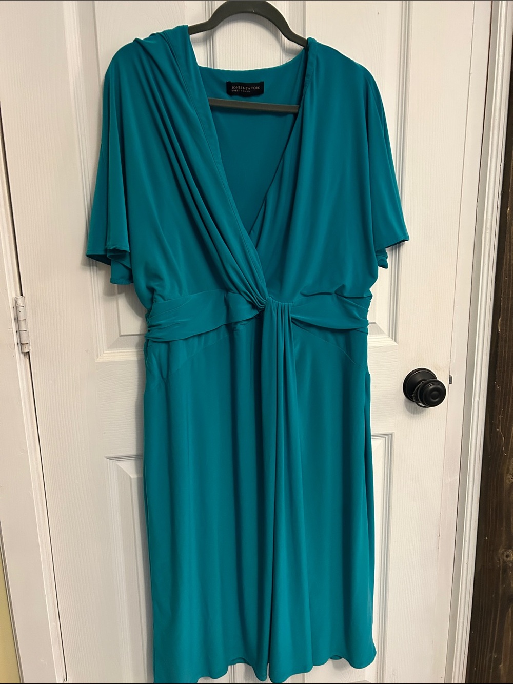 Jones New York Teal Wrap-Style Knot Dress